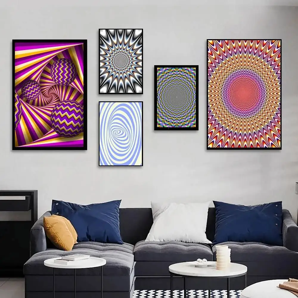 Visual Illusion Poster Art Sticky Wall Waterproof Home Living Room Bedroom Bar Aesthetic Decoration