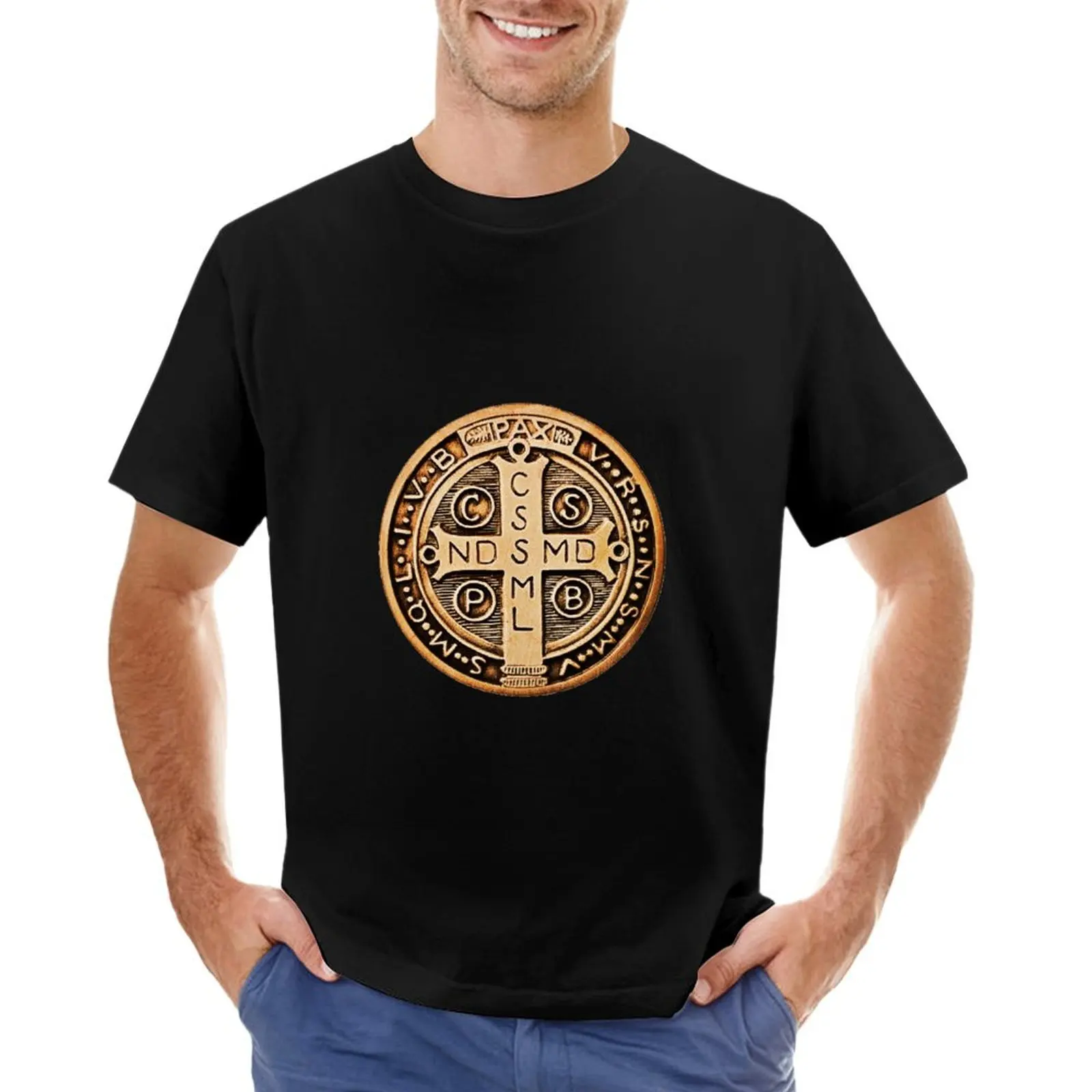 Saint Benedict Medal (round) T-Shirt Blouse cute tops mens clothes