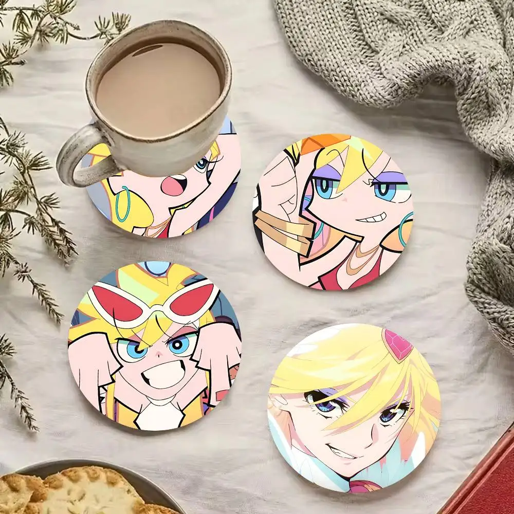 1pc Panty Stocking PaSwG PSG Wooden Coaster Colour Printing Cup Mat Home Desk Decoration Gifts view 3