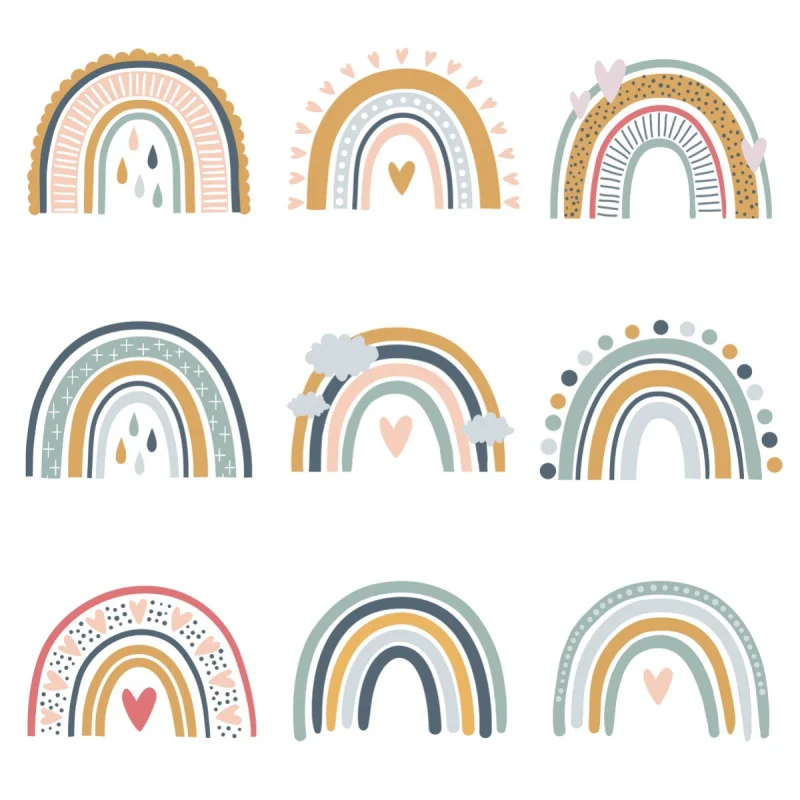 

Rainbow Living Room Bedroom Wall Decor Art, Removable Semi-Transparent Sticker Decal for Home