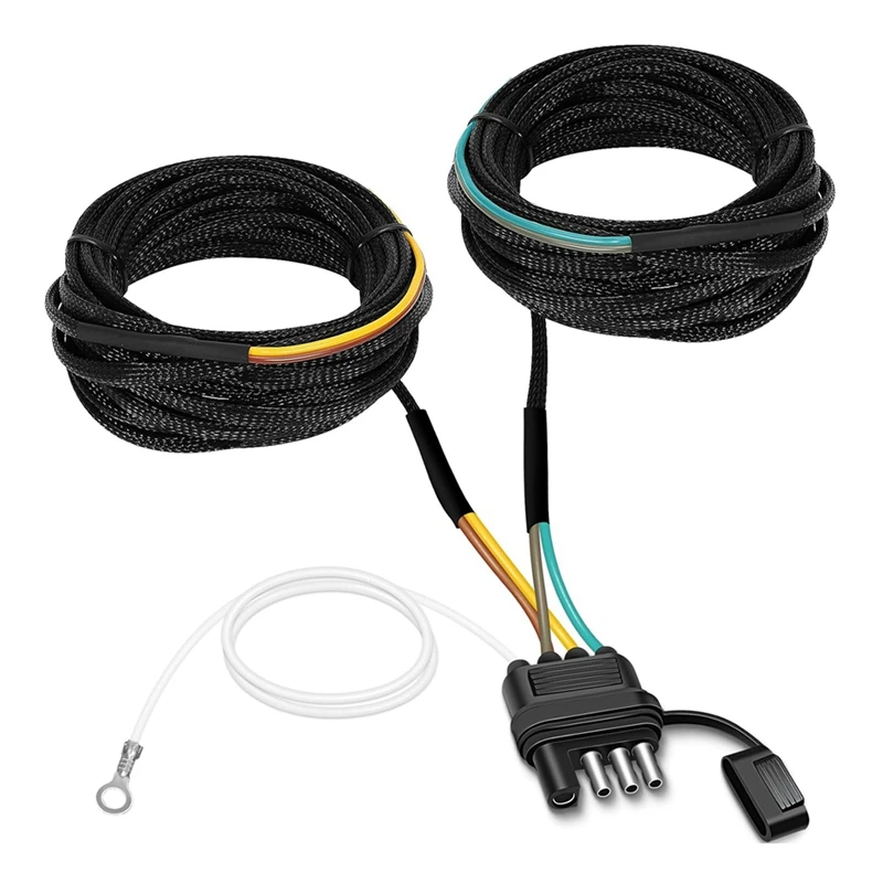 

22FT 4 Pin 5 Wire Trailer Wiring Harness,Trailer Light Kit 5 Wire 4 Pin Harness Trailer Connector Wire Plug For RV Boat