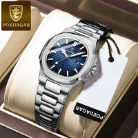 POEDAGAR, nuevo reloj de acero inoxidable resistente al agua con calendario luminoso para mujer, reloj de cuarzo elegante de negocios a la moda para ocio