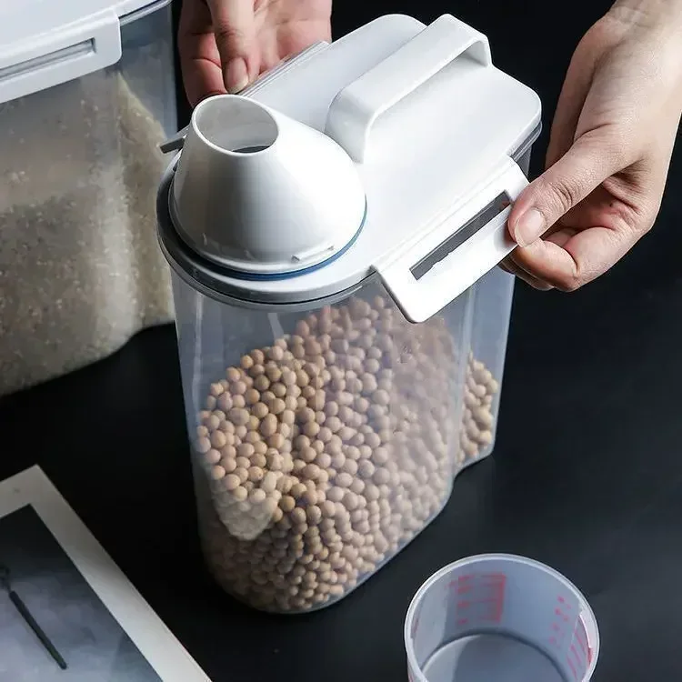 Dispenser Ember Penyimpanan Makanan 2L Kapasitas Besar Hemat Tempat Sereal Kasar Wadah Penyimpanan Beras PP Aman untuk Makanan Portabel