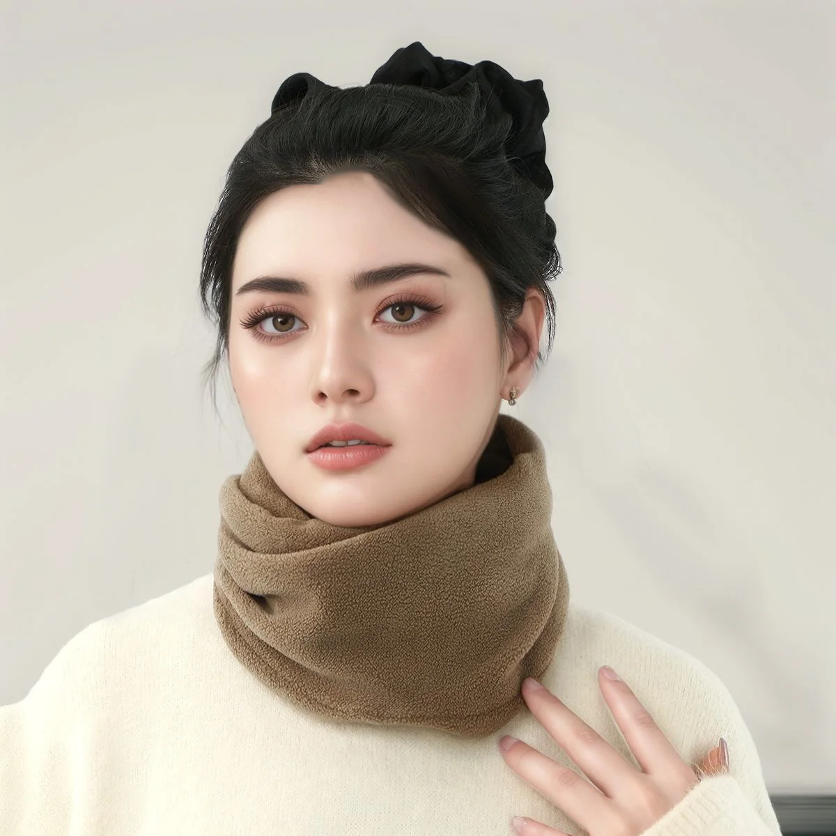 الشتاء الدائري المخملية الرقبة أدفأ ثنائي الغرض قبعة وشاح منديل للرجال النساء الاحترار وشاح للرقبة البلوز حماية 25*22 سنتيمتر #3