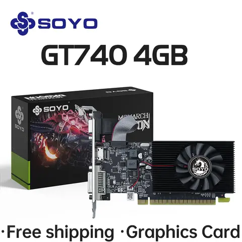 Schede grafiche SOYO NVIDIA GT740 4G GDDR3 Scheda video 128bit HDMI + DP + DVI Per componenti di computer da gioco desktop GPU GT 740