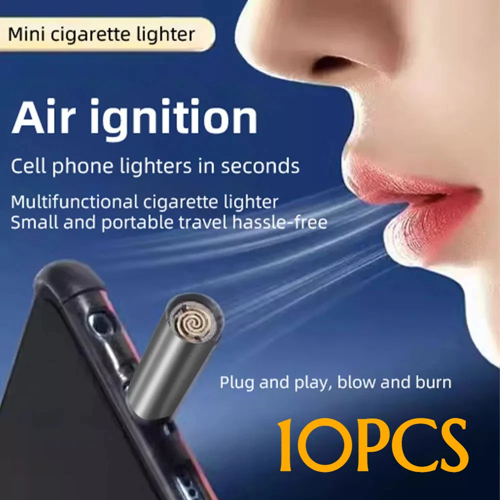 

10PCS Type-C Mobile Phone Cigarette Lighter Blows Into The Lighter Wireless Silent Backup Portable Men's Lighter