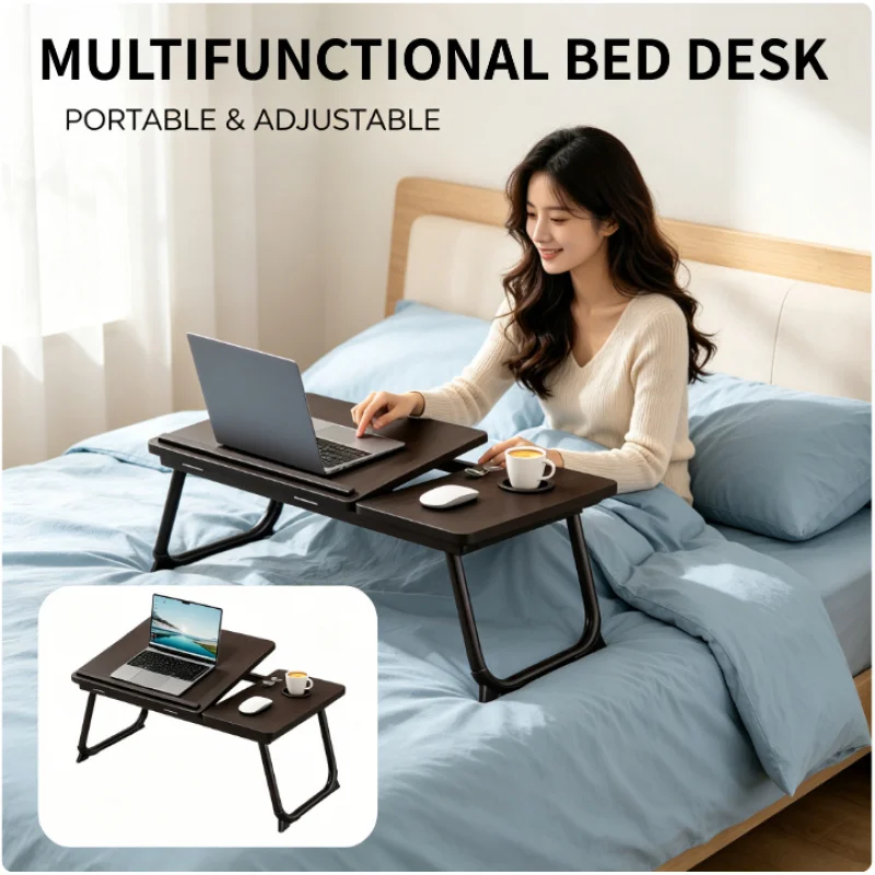 

Портативный складной столик-поднос для кровати с подстаканником, подставка для ноутбука для дома, спальни, гостиной