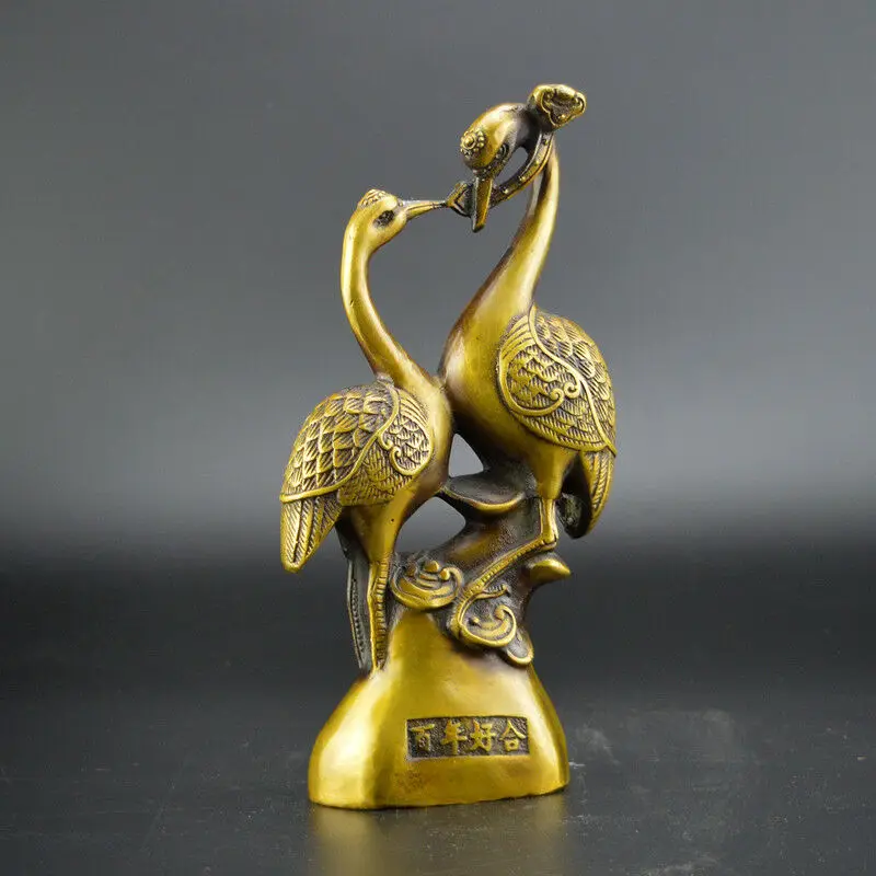 

Chinese Old Series Handmade Bronze Double Crane Statue