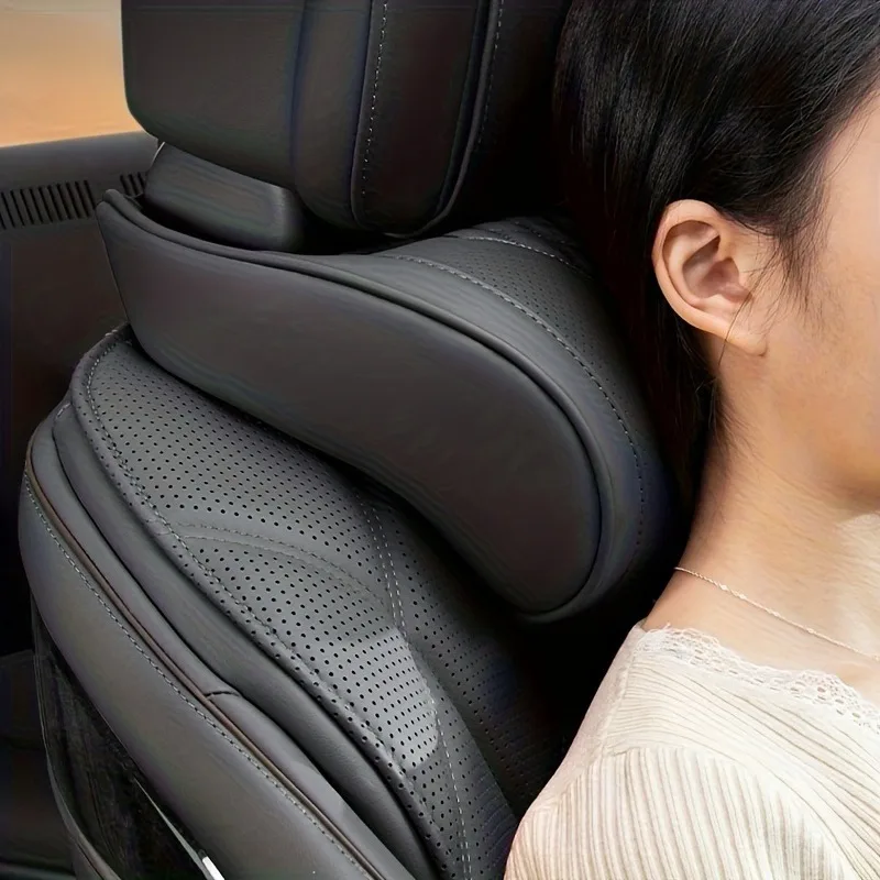 1 Stück Luxus-Auto-Nappa-Kopfstütze Nackenstützkissen Taillenkissen Komfortables Atmungsaktives Taillen- und Nackenstützkissen für Alle Jahreszeiten – Detail 7