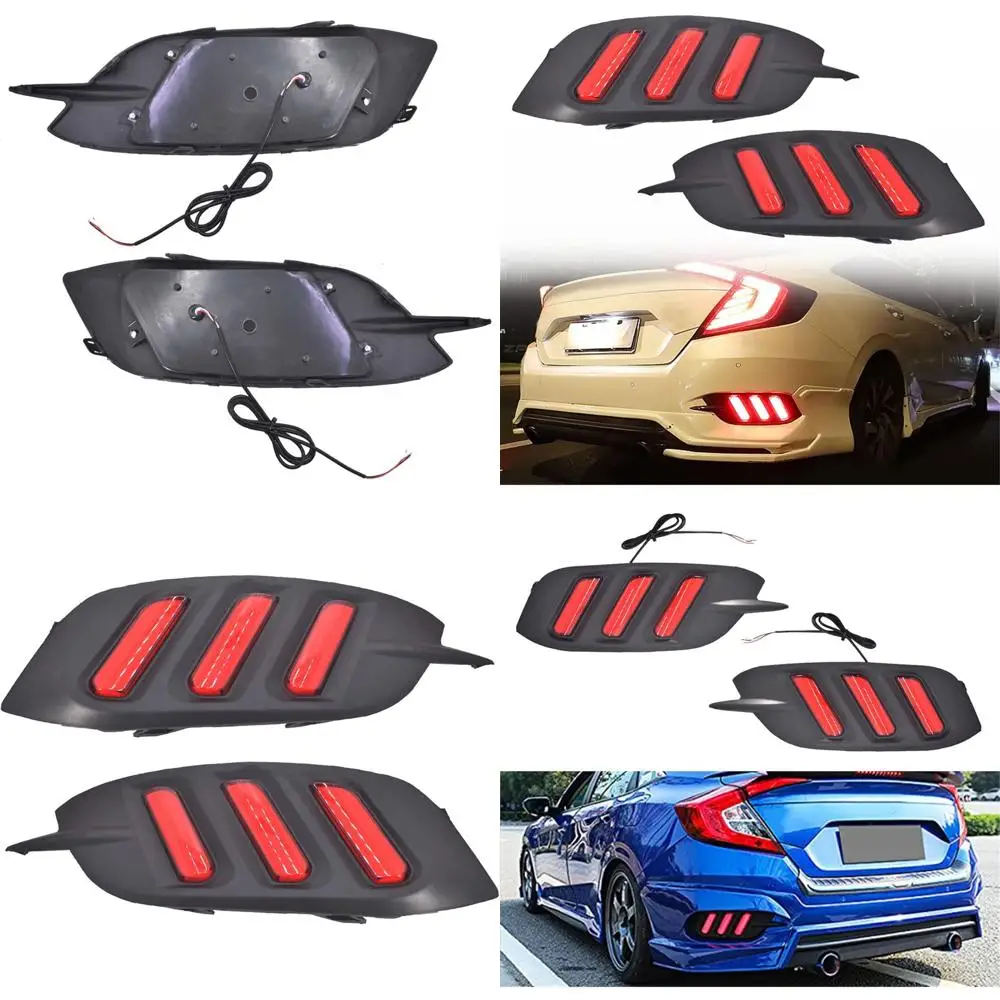 

2016-2020 Civic Rear Bumper Brake & Fog Light Set, Replacement for Tail and Bumper Reflector Lamps