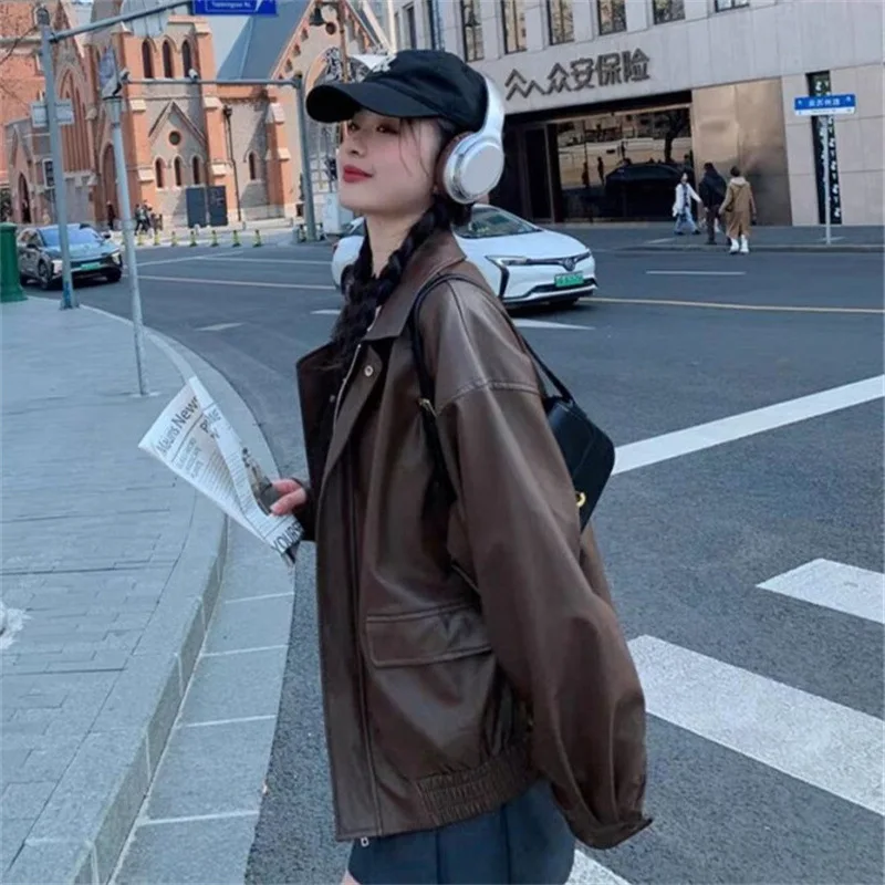 

Leather Jacket Windproof Loose Motorcycle Jacket