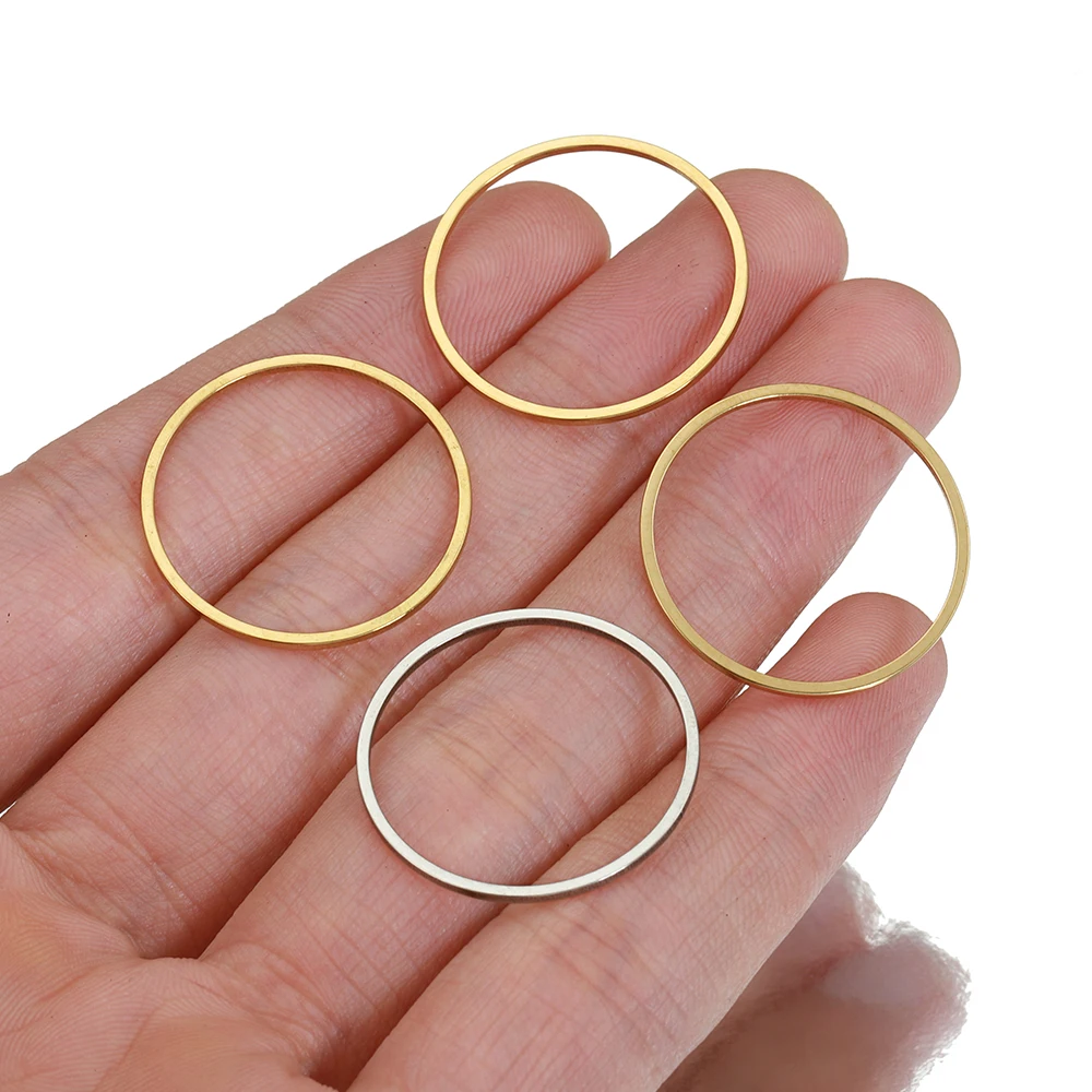 20pcs 8-40mm Stainless Steel Gold Color Earrings Rings Big Circle Ear Wire Hoops Charms Pendants for Jewelry Making DIY Findings