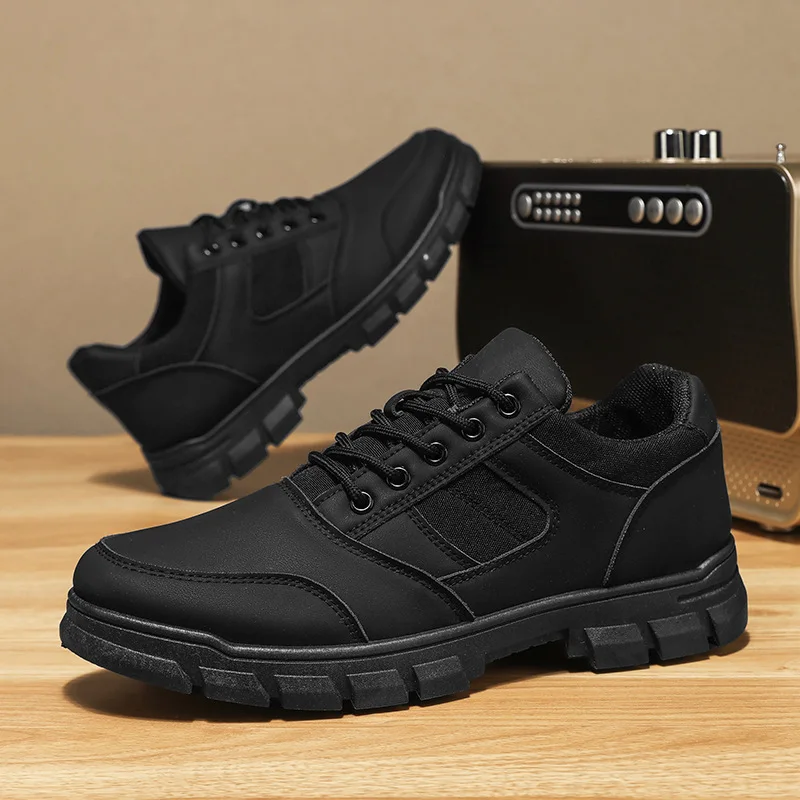 

Men's Waterproof Leather Work Shoes Anti-Slip Thick-Sole Sports Hiking Boots for Spring Autumn Construction Site Outdoor