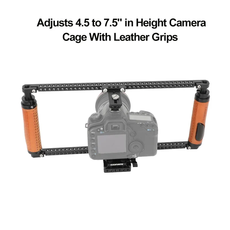 

CAMVATE Регулируемая клетка для камеры высотой от 4,5 до 7,5 дюйма с быстросъемным механизмом типа Manfrotto и кожаными ручками для цифровой зеркальной камеры