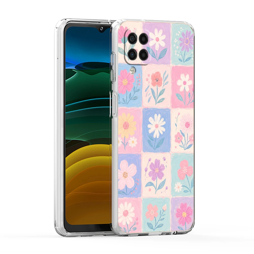 Collection Of Spring Flower Patterns Soft TPU for Samsung Galaxy A13 A15 A17 A22 A23 A25 A32 A35 A53 A55 Transparent Phone Case