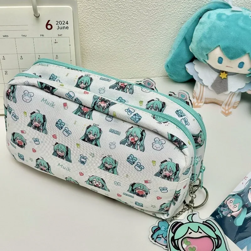 Hatsune Miku Peripheral Stationery Bag Pencil Case Large Capacity Student   Coin Purse Cosmetic Bag Supplies Fans Collect Gifts