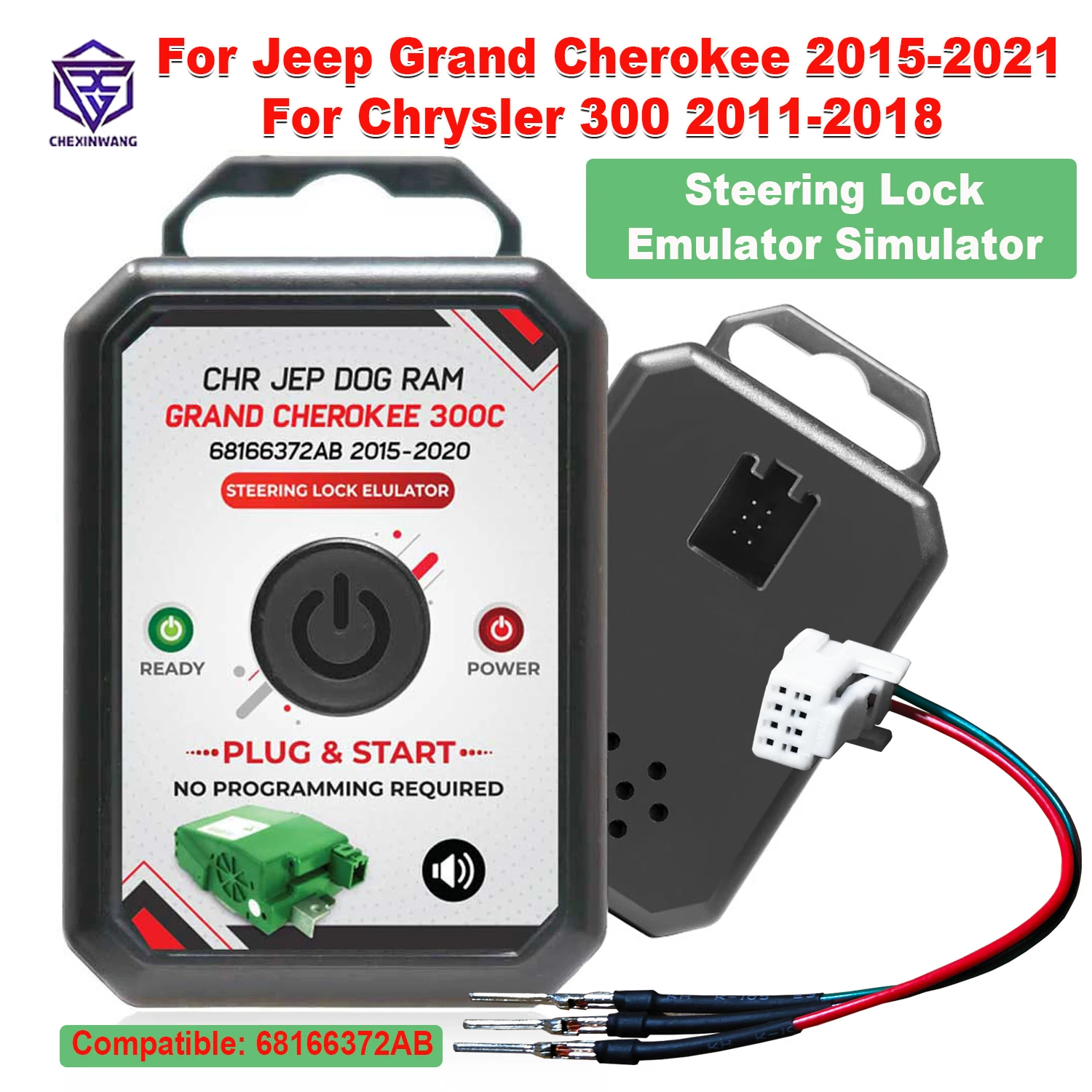 

Эмулятор блокировки рулевого управления с звуком для Jeep Grand Cherokee 2015-2021 и Chrysler 300 2011-2018, совместим с 68166372AB