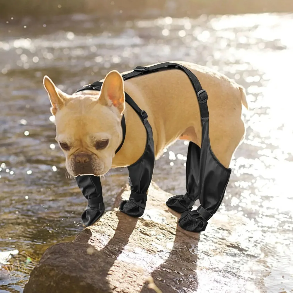Rutschfeste Hundeschuhe Haustier-Pfoten-Hunderegenschuhe Schmutzabweisende Sturzschutz-Hundeschuhe für Draußen mit Riemen Winter Wasserdichte Hundestiefel – Detail 9