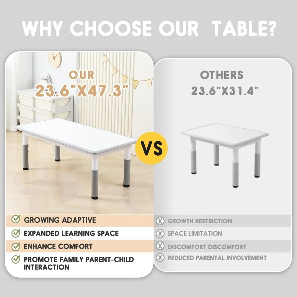 Kids Table and Chair, Toddler Table and Chair Set, Adjustable Kids Table, Non-Slip Legs&Organizer, Graffiti Desktop