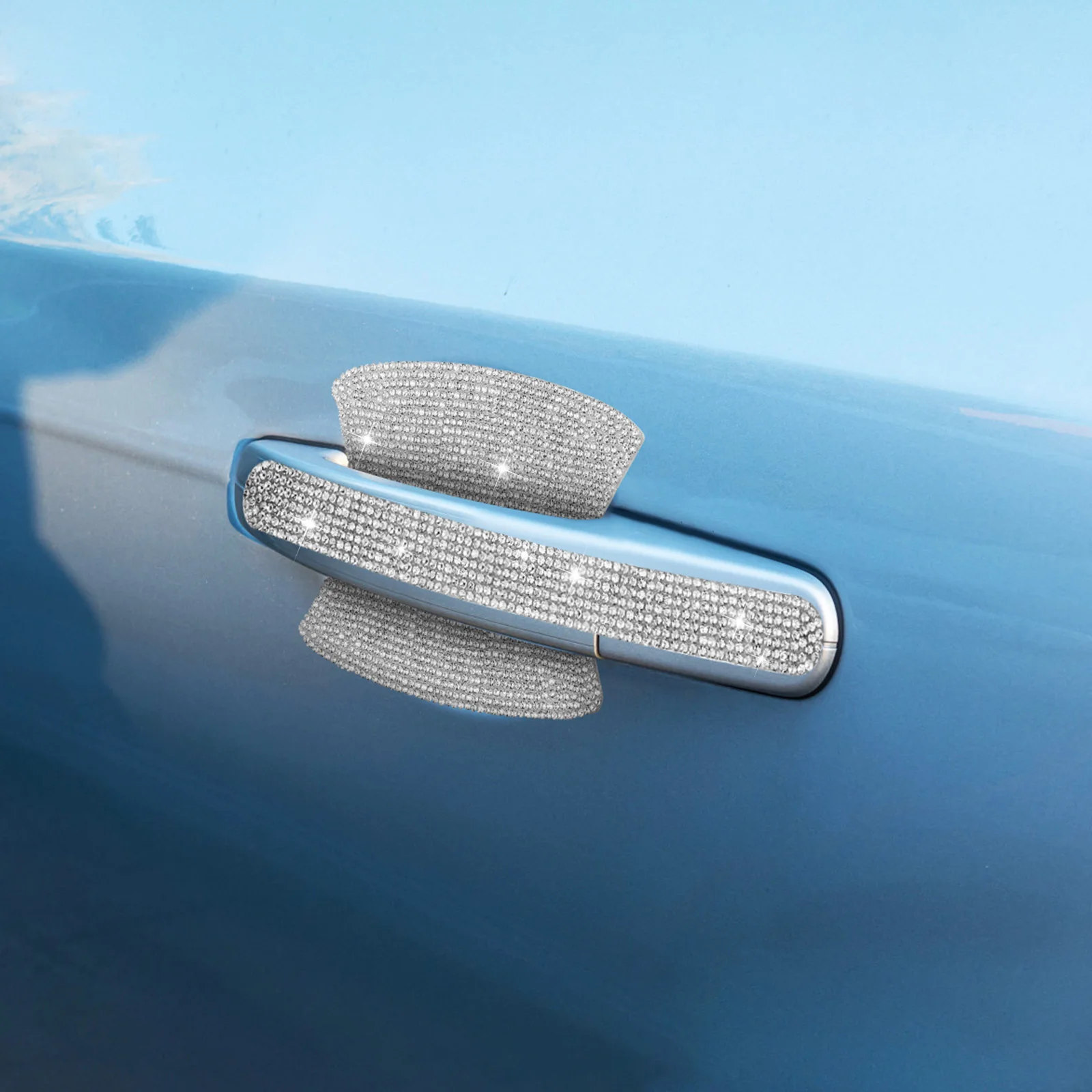 

10 pcs Car Door Handle Protector Cover Bling Rhinestone Sticker Scratch Resistant Universal Fit For Automotive Exterior
