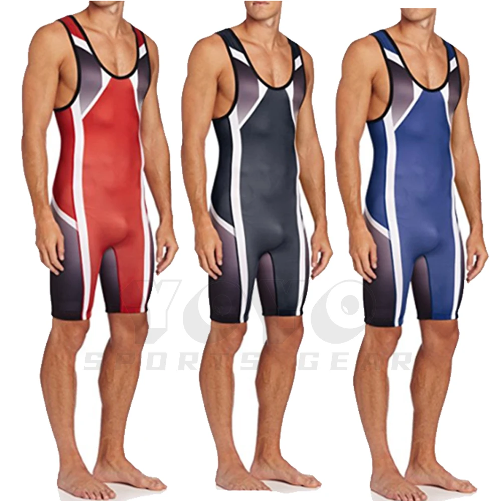 Pakaian Singlet Gulat 3 Warna Pakaian Kontrol Perut Pakaian Angkat Berat Triathlon GYM Baju Renang Lari Skinsuit Pemuda & Dewasa