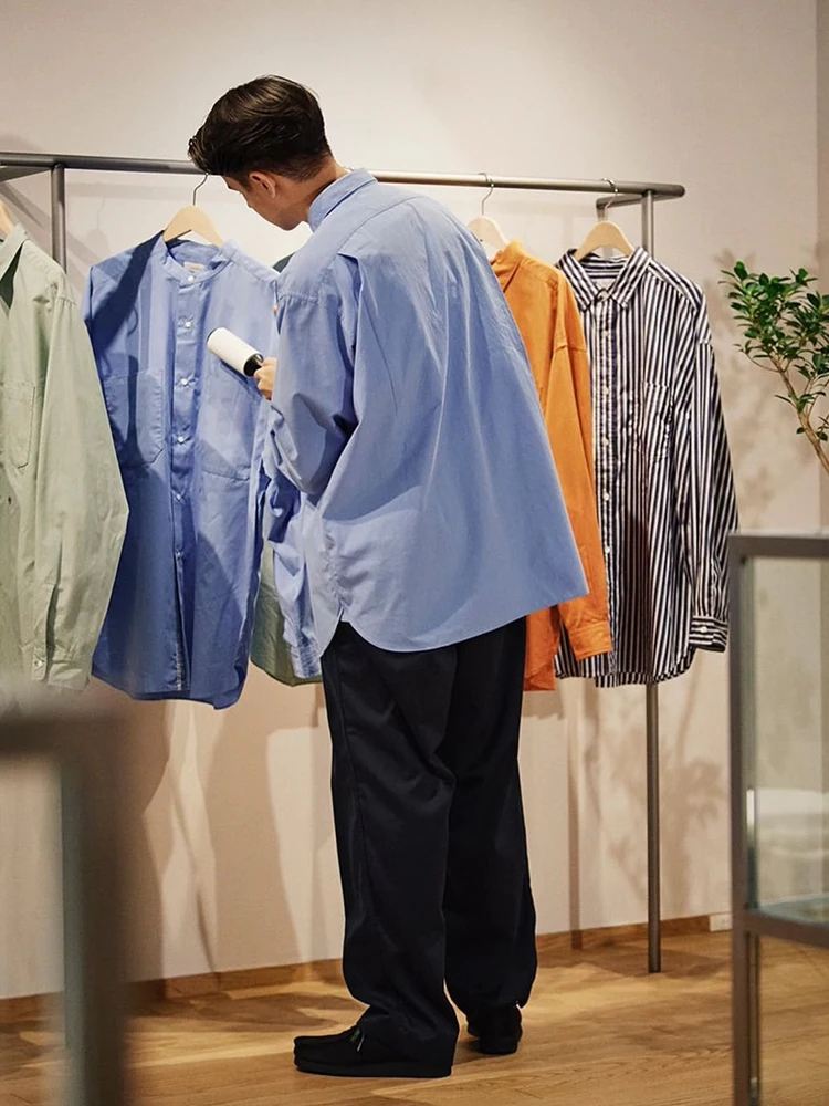 

ex Vintage Loose Fit Long Sve Casual irt Pure Color Button up Cotton Polyester Blend Youth Friendly Breathable