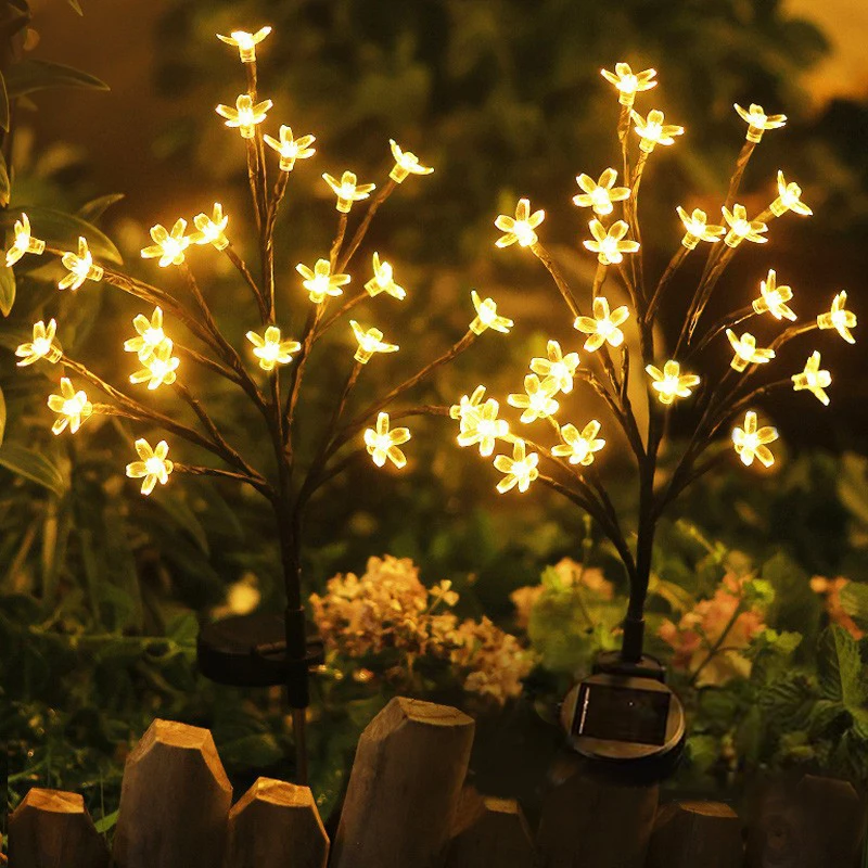 

Лампы лотоса с ветками на солнечной энергии, украшения ко Дню святого Валентина, подходят для светодиодных фонарей вишневого цвета в садовых дворах, газонах