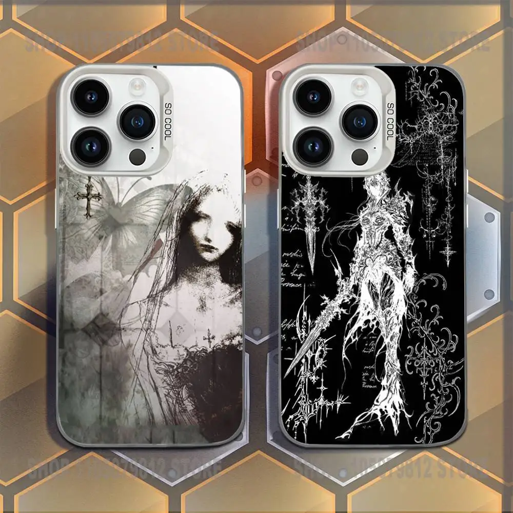 

Phone Case For iPhone 16,15,14,13,12,11,Mini,Pro,E,MAXGothic Cyber Sigil Cross White Candy Matte Shockproof Cover