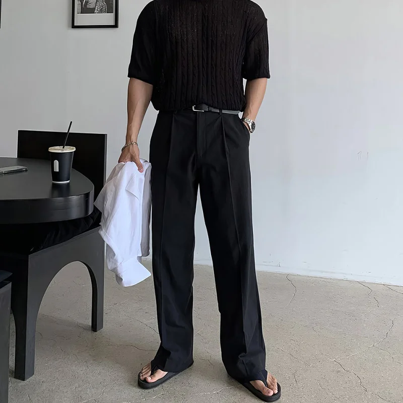 Summer Pure Linen Pants for Men, Loose Straight Casual Pants for Men, Elastic Waist Linen Pants for Men, Cotton and Linen Long Pants