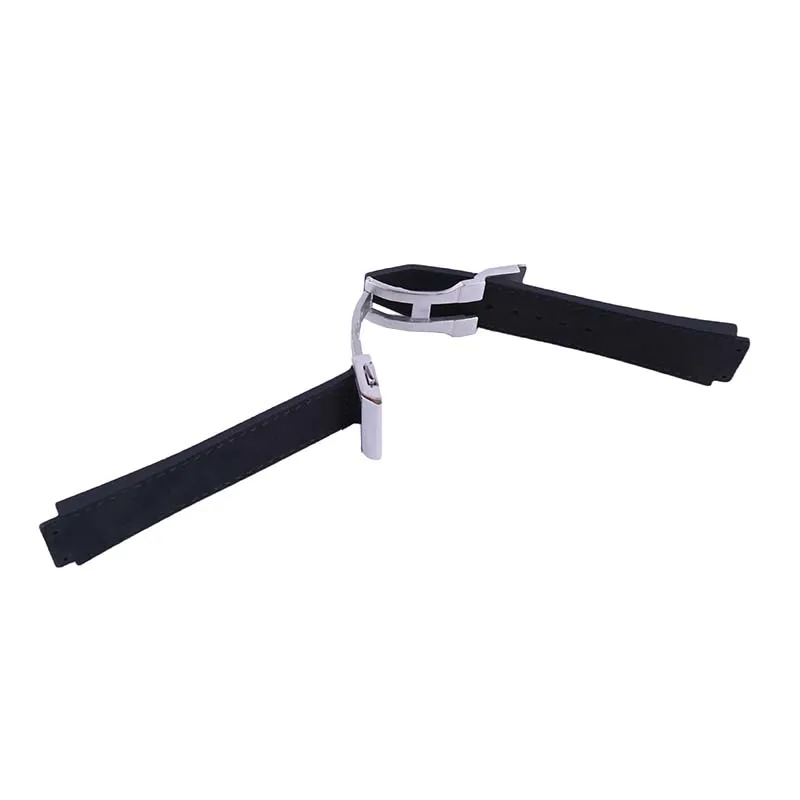 Rubber watch strap accessories compatible for Hublot frosted top Big explosion 19x26mm Folding buckle leather Wristband bracelet