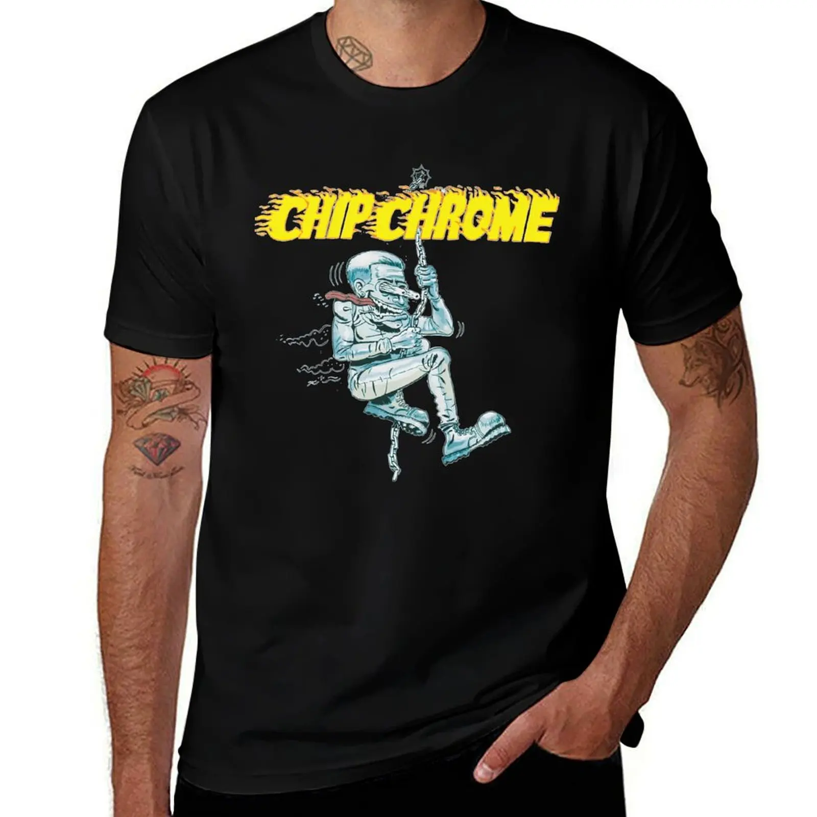 The Neighbourhood Chip Chrome Mic Swing Sticker T-Shirt Basic Short Sleeve for Men T-Shirt