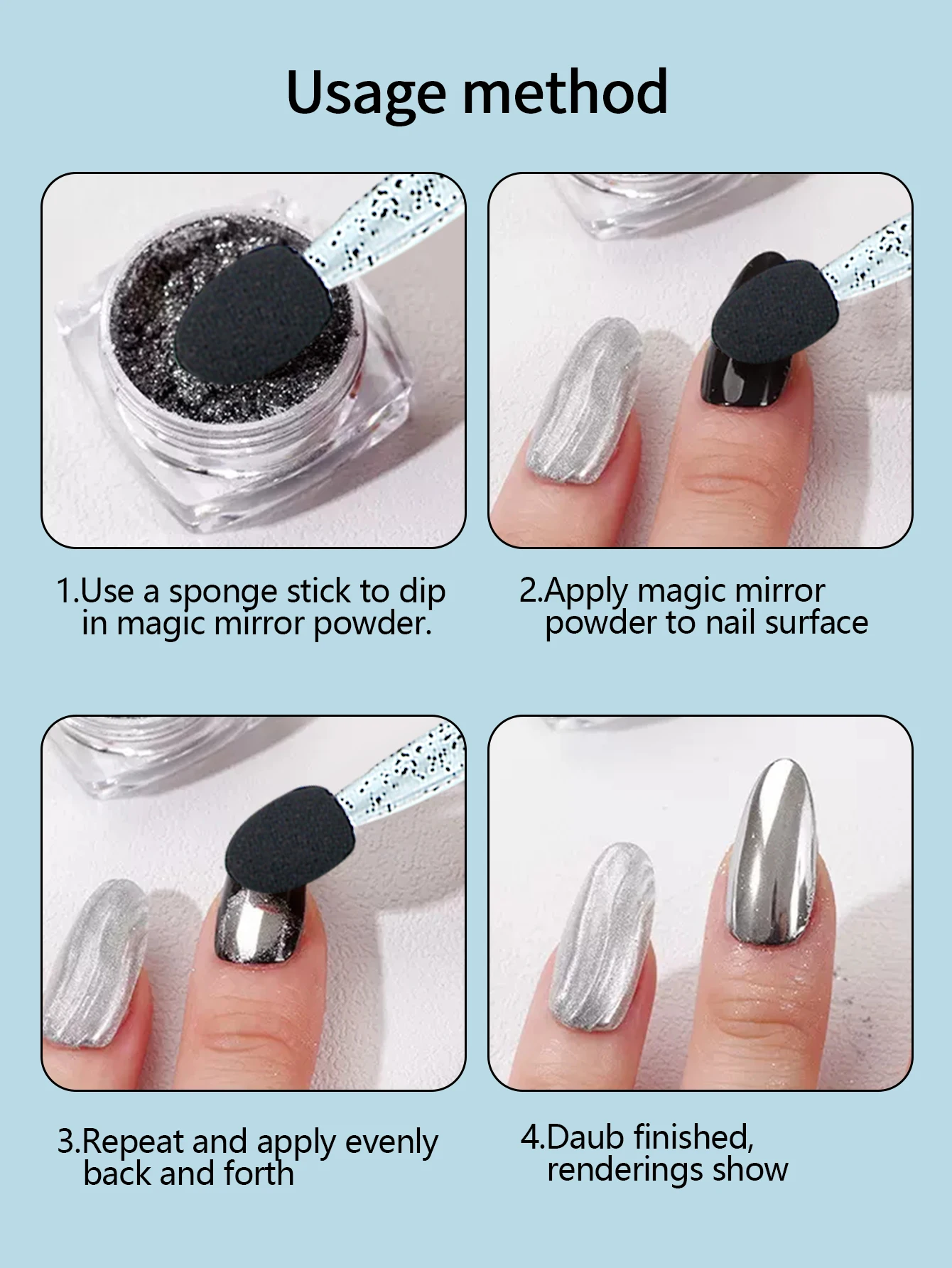 50-delige spons oogschaduwborstelset - Aurora Mirror Nail Art Sticks + ogencontour mengborstelset voor make-up/nagelkunstenaars