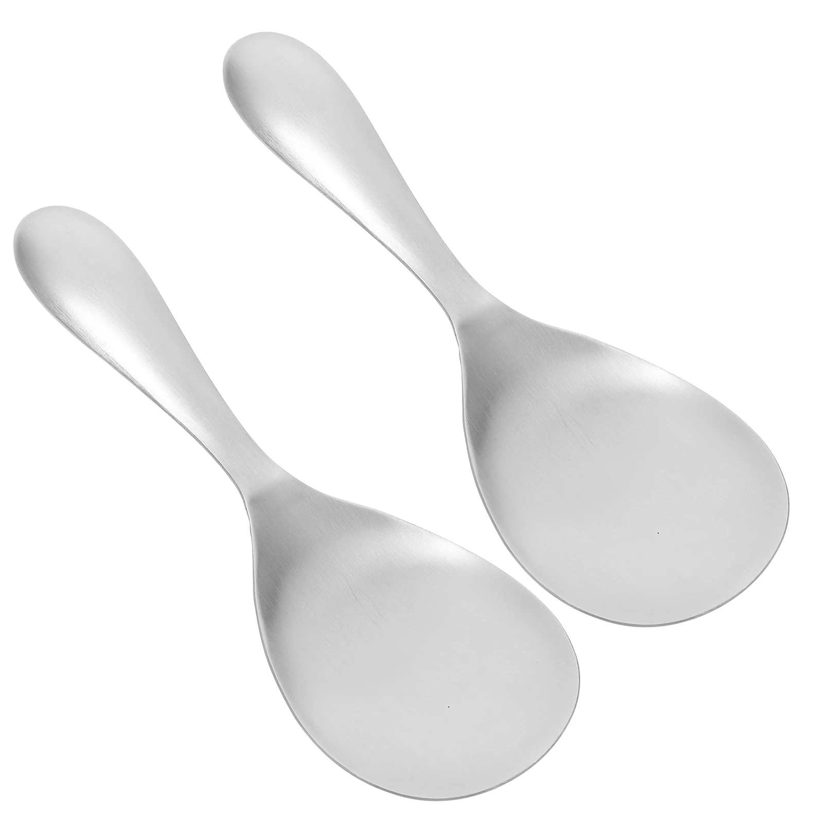 

2Pcs Stainless Steel Rice Spoons Smooth Scratch-Resistant Easy Clean Long Handle Scoops for Home Hotel Restaurant Non-Stick