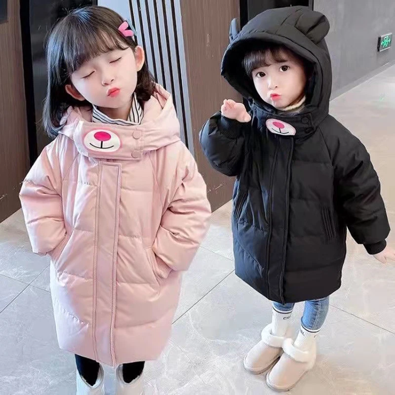 

2 3 4 5 6 Years Baby Girls Coat Autumn Winter Warm Kids Jacket For Girls Fashion Long Parka Hooded Children Outwear Clothing