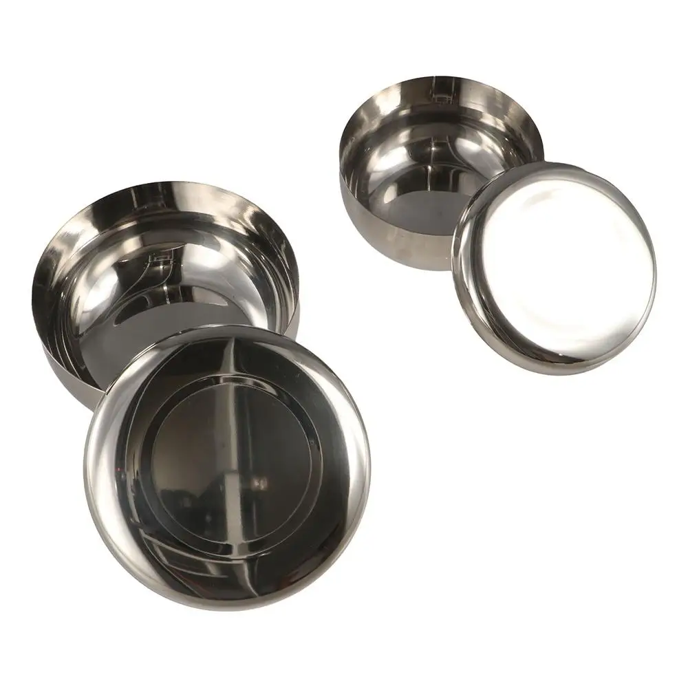 With Lid Korean Stainless Steel Bowl Round Silver Rice Bowl Anti Drop Smooth Surface Children Bowl Cream Foam