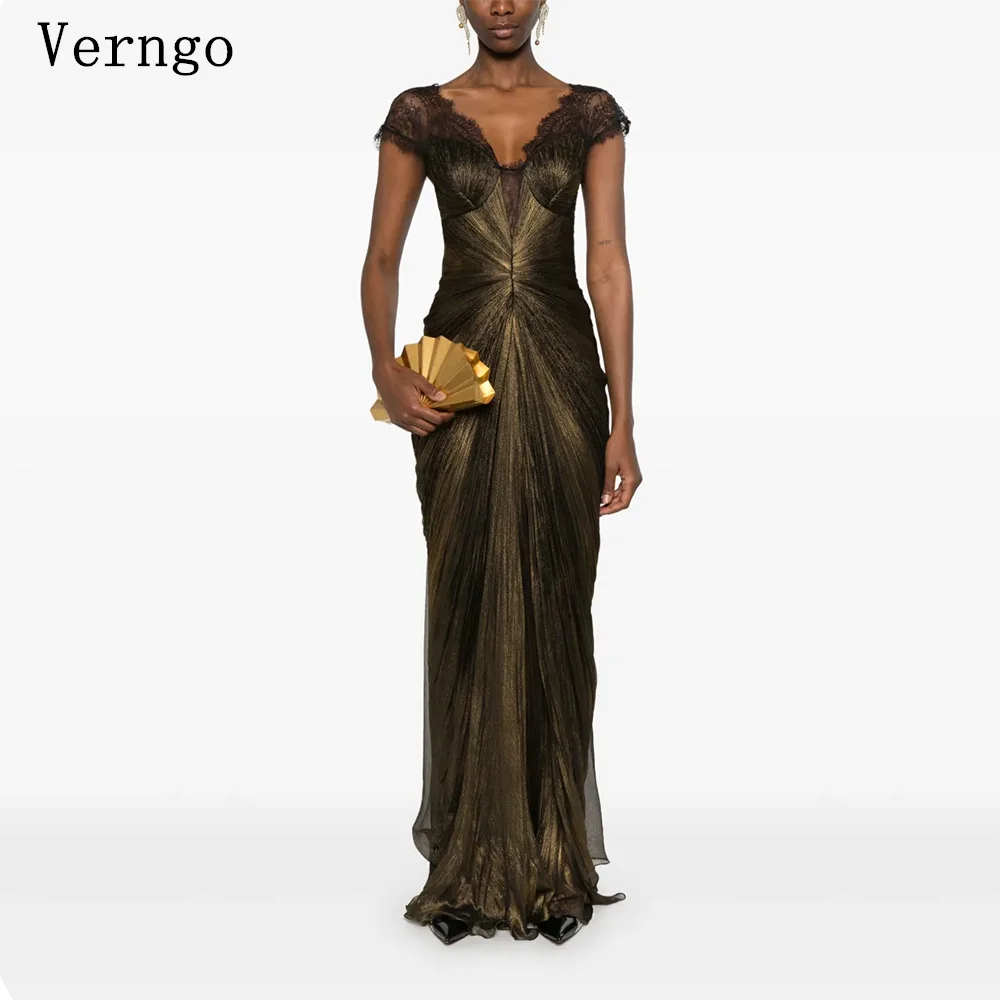 

Verngo Elegant Prom Gowns V Neck Mermaid Maxi Formal Occasion Dresses Sleeveless Women Modern Prom Party Dress Customized