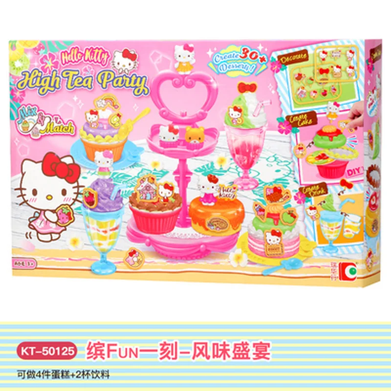 Sanrio 헬로 키티 시뮬레이션 주방 만화 Kawaii 소형 냉장고 어린이 놀이 집 세트 장난감 크리스마스 선물