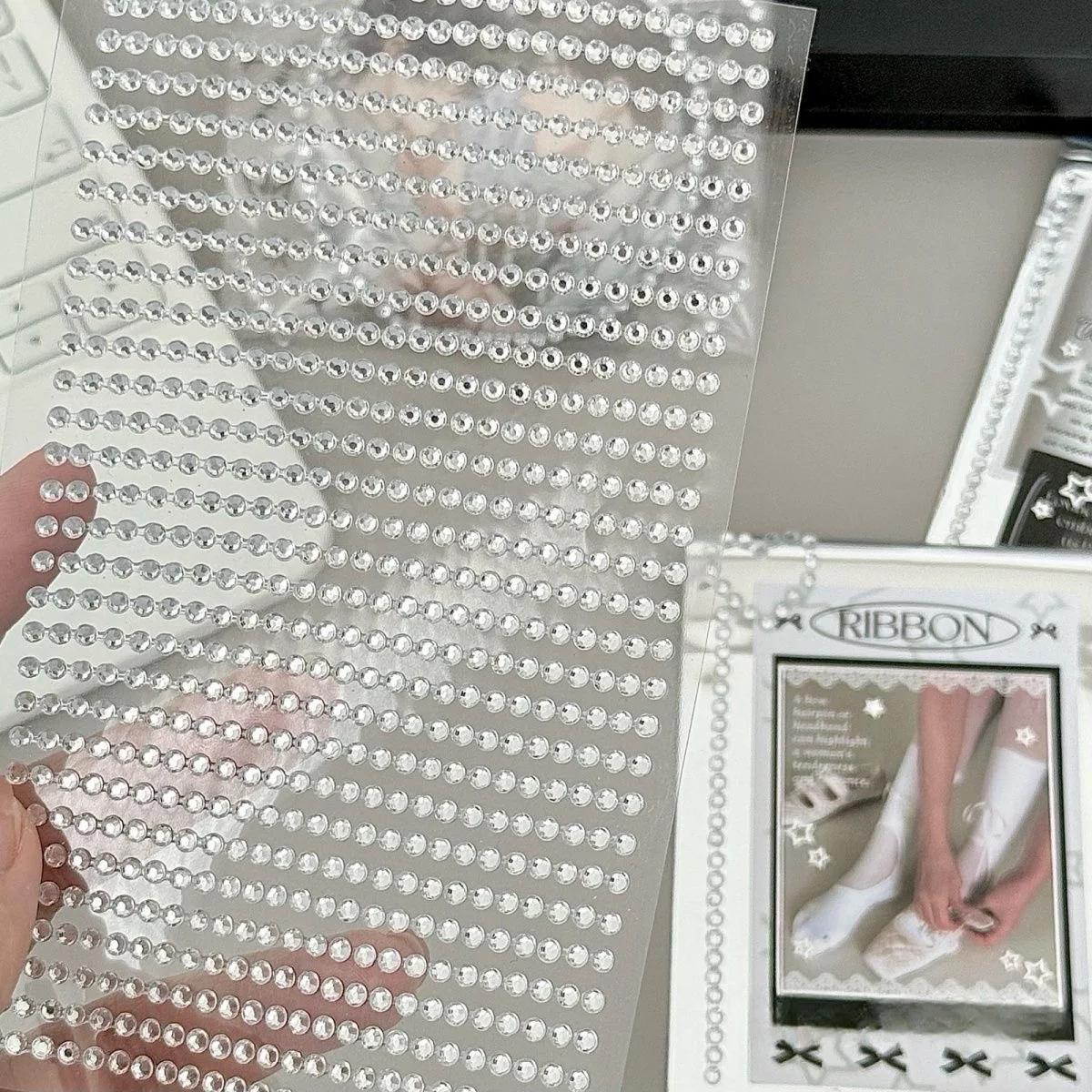Kpop Fotokarten-Deko-Aufkleber, Silberne Strass-Stern- & Herz-3D-Sticker, Geschenkverpackung Glitzer DIY Scrapbooking-Aufkleber – Detail 1