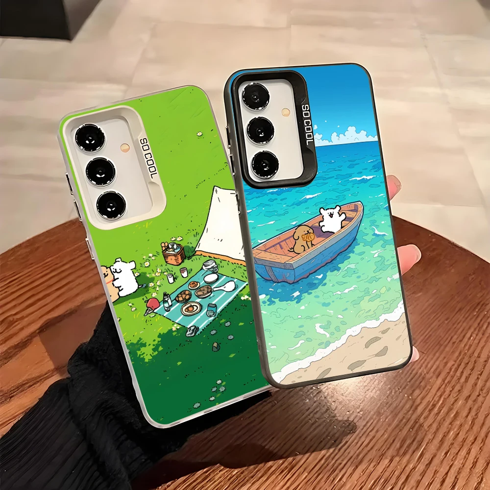 Cartoon Dogs Colorful Soft Edge Hard Shell Phone Case for Samsung Galaxy A13 A14 A23 A02S A03 A05 A05S A52 A54 5G Cover Fundas