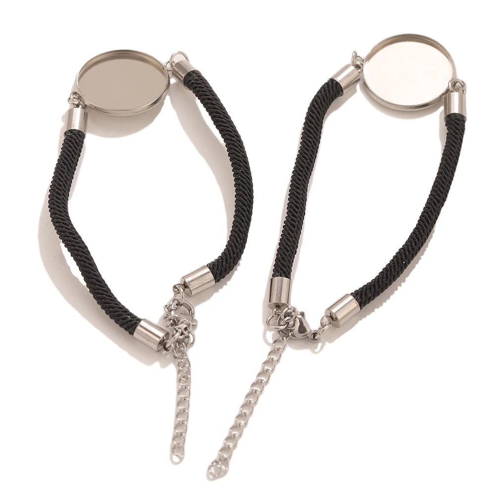 

5pcs 20mm Blank Cabochon Base Bracelets DIY Jewelry Making Bangle Blanks Bulk Wholesale Supplies with Adjustable Chain