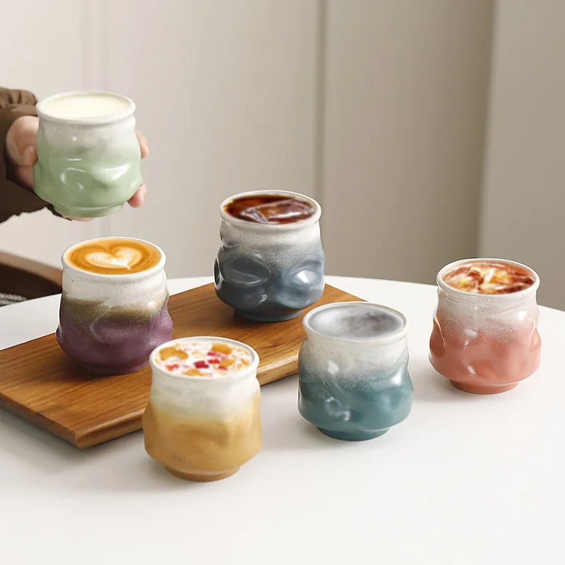 Large-Size Hibiscus Ceramic Cup - Irregular Gradient Kiln-Change Glaze, Coffee & Tea Master Mug