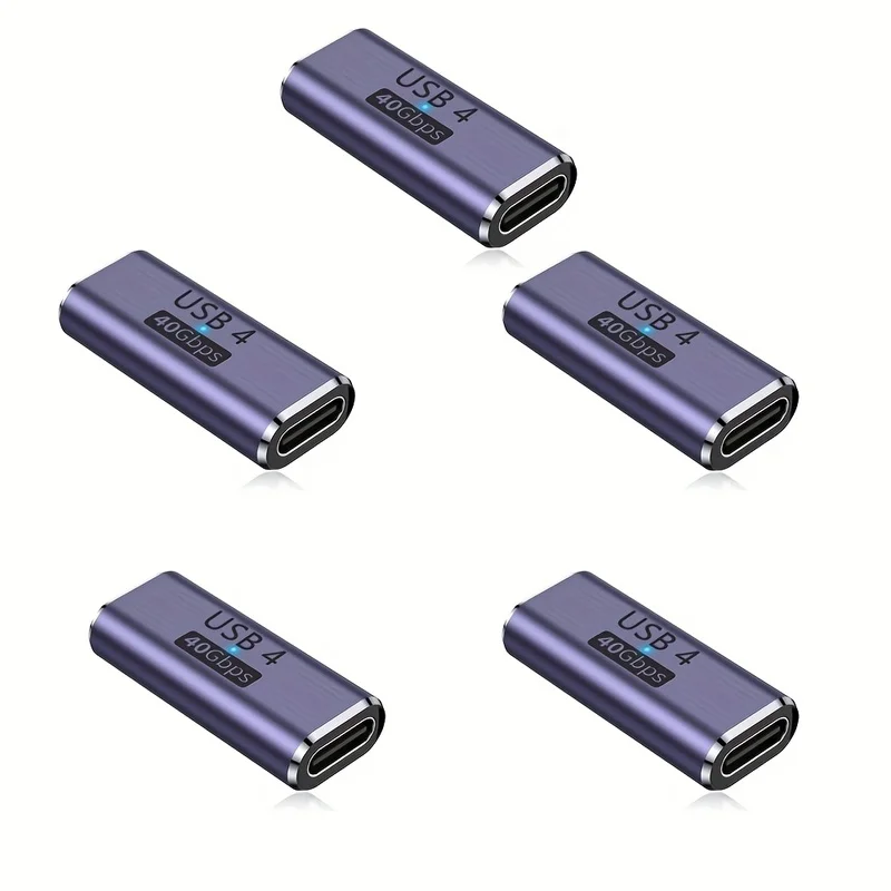 5PCS USB Type C Female to Female Coupler Adapter, 240W Fast Charging 40Gbps Data Transfer 8K Video, Thunderbolt 4 /3 Connector