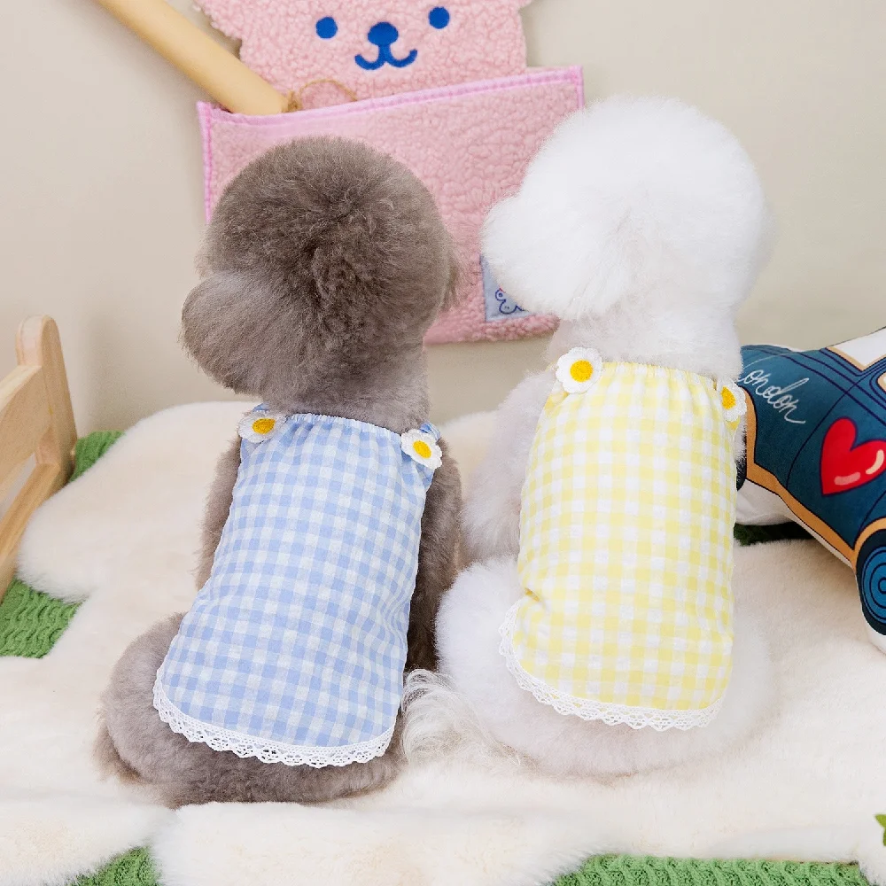 

Roupa Perro Cotton Vest Clothes For Small Dogs Chihuahua Clothes Summer Plaid Vest Dog T-Shirt For Small Dog Medium Yorkshire