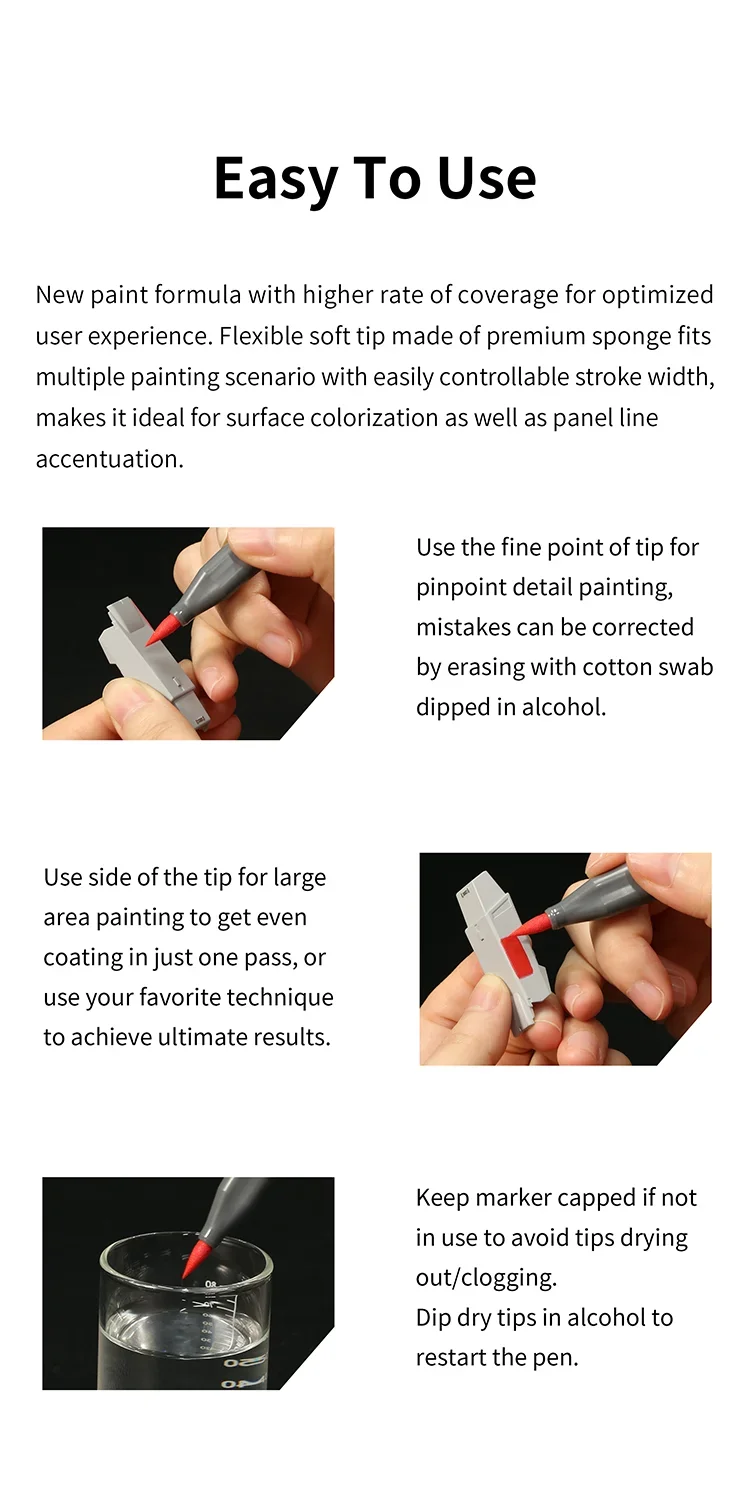DSPIAE Soft-Tip Wasserbasierte Acryl-Marker-Set, Basic Metallic Fluoreszierend für Gunpla Modellmalerei, Hobby DIY Kunst-Malwerkzeug – Detail 5