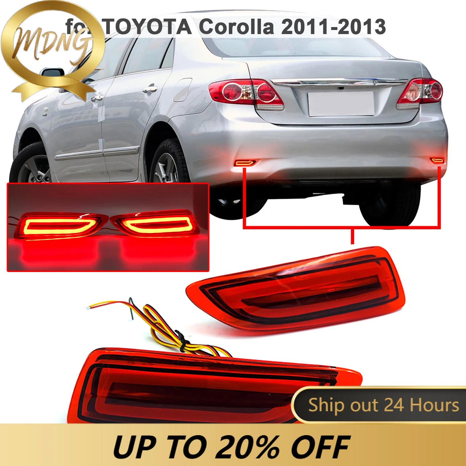 Car Rear Bumper Reflector Lights Driving Brake Light Lamp for TOYOTA COROLLA 2011-2013