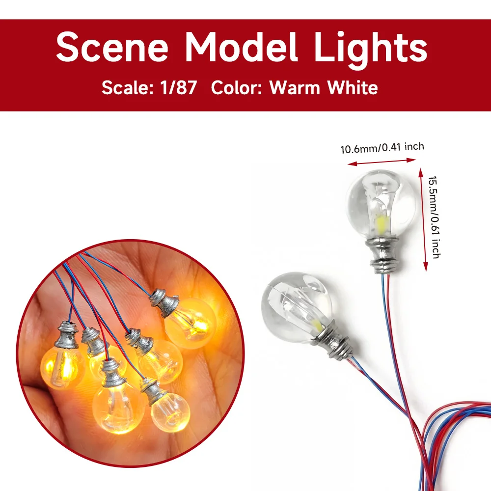 5 Stück 3V Miniatur-LED-Lampen für 1/87 1/100 1/150 DIY-Modellbau/Puppenhaus-Dekoration/Dioramen-Zubehör/Mikrolandschaft
