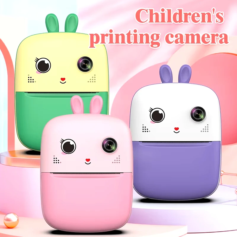 New Popular Children Digital Printing Camera Mini Cartoon Digital Camera HD Photo Video Printer Thermal Printing Kid Camera Gift