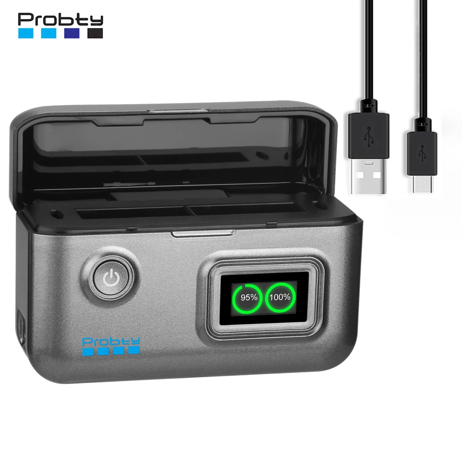 

Портативное быстрое зарядное устройство Probty для DJI OSMO 360 Action 6, зарядное устройство с ЖК-дисплеем для DJI OSMO Action 5 pro/4/3