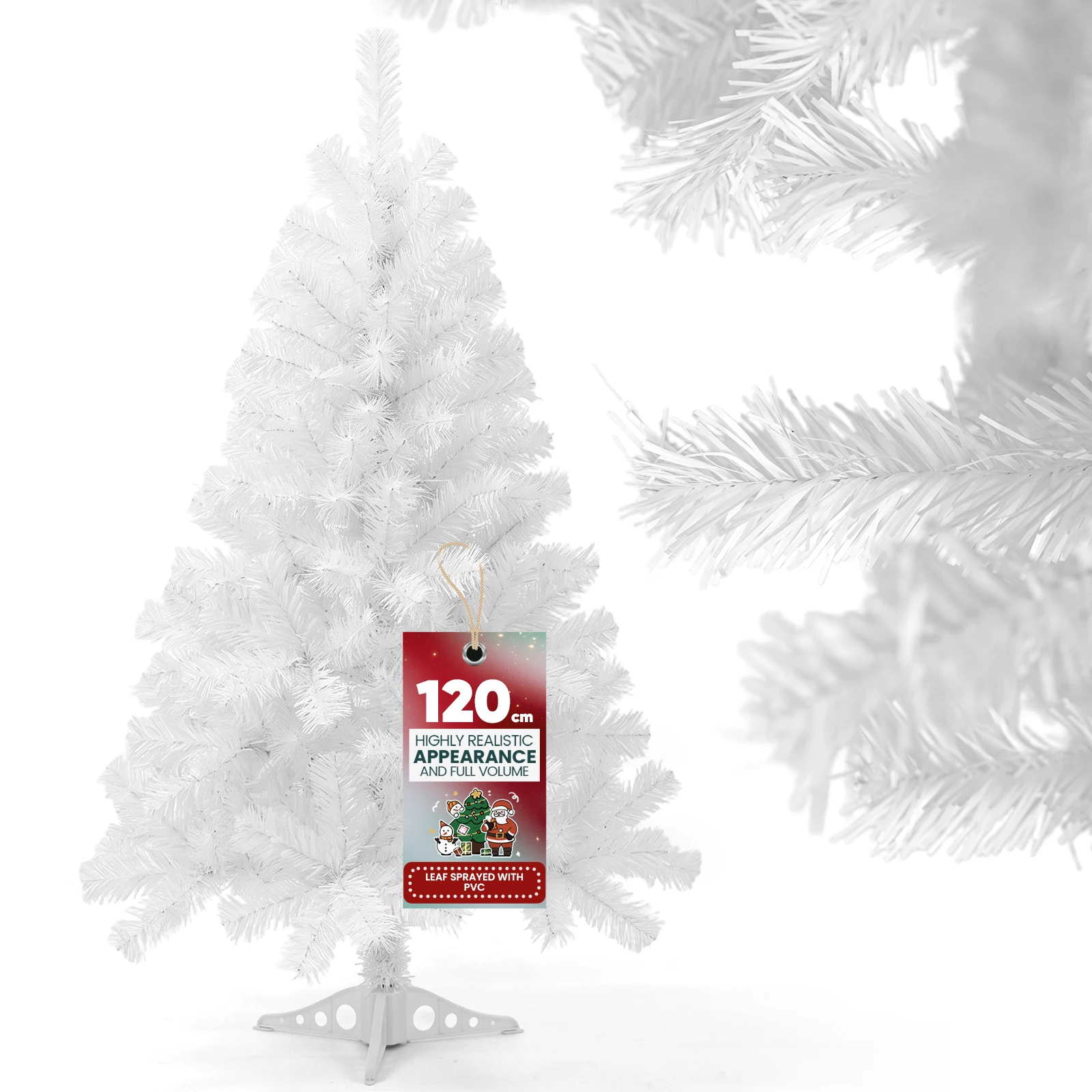 Albero di Natale Soontrans: albero di Natale artificiale in PVC con 230 punte di rami e base in plastica, rami flessibili, set da 2 pezzi, ideale per soggiorno, cucina, caminetto, colore bianco,