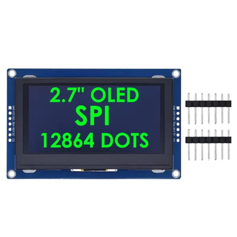 

Дисплей OLED LCD AAAEL-Green Color 2,7 дюйма, 128x64, на контроллере SSD1327, с интерфейсами IIC / SPI / 8-битный параллельный порт, 7-контактный SPI